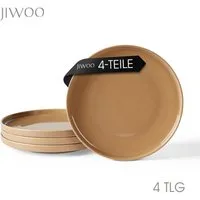 JIWOO Teller 4er Ø26,5cm, Frühstücksteller Salatteller Steakteller Dessertteller, (4 St), Keramik Tellerset Braun Mikrowellen spülmaschinenfest Ø26,5 cm
