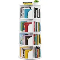 TUWENA Bücherregal Drehbares Bücherregal, 360° Holz-Eck Lagerregal, Aufbewahrungsregal, 2/3/4/5 Etagen Bücherorganisator für Wohnzimmer, Büro, Kinderzimmer