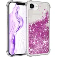 EAZY CASE Handyhülle Liquid Glittery Case für Apple iPhone 17e 6,1 Zoll, Bumper Case Back Cover Glitter Glossy Handyhülle Etui Violett Lila