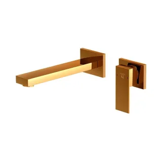 Steinberg Serie 160 Waschtisch-Wand-Einhebelmischer mit Farbhülse, Ausladung 205 mm, rose gold, 160 160 1814 3 RG