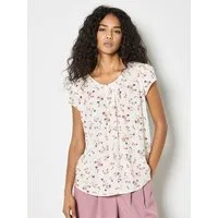 Apricot T-Shirt Leichtes Oberteil mit kleinem Blumenmuster