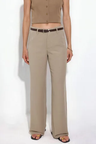 Gürtellose Leinenlook Gerade Hose