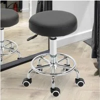 Vinsetto Rollsitz Samt-Touch mit Rädern, Rollhocker höhenverstellbar (Salonstuhl, 1 St., Salonhocker), für Wohnzimmer, Schwarz