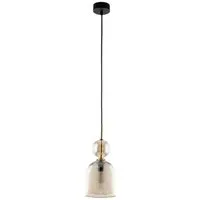 Licht-Erlebnisse Pendelleuchte ISERO, ohne Leuchtmittel, Metall Rauchglas E14 D: 13 cm rund H: max. 150 cm Schwarz Bernstein