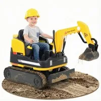 Hecht Elektro-Kinderbagger Traktor 52107 mit Fernbedienung beweglicher Baggerarm bis 30 kg, Belastbarkeit 30 kg, 2x50W, 2 - 5 kmh, 12V, 12Ah Akku Kinder Fahrzeug