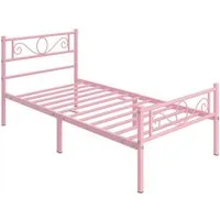 Yaheetech Bettgestell Metallbett mit Kopfteil, Einzelbett/Doppelbett Metallbettrahmen, 90/140/160 cm (B)
