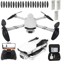 AKKEE F10/2.4G Smart One-Key Return Quadcopter + 3 Akkus Drohne (mit WLAN-HD-Kamera, 60 Min Flugzeit)