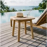 IDIMEX Beistelltisch SURIN, Gartentisch 50x50 cm aus massivem Akazienholz mit Lamellenoptik Natur