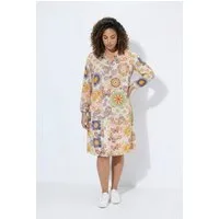 Angel of Style Jerseykleid Midikleid A-Linie Allover-Muster Langarm