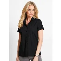 bonprix Kurzarmbluse Regular Fit, eleganter Stil, Hemdblusenkragen