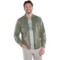 Engbers Langarmhemd Herren Overshirt in Halbleinen-Qualität, Oliv
