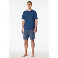 Schiesser Pyjama Casual Essentials (2 tlg., 0) mit unifarbenem Oberteil und gemusterter Hose