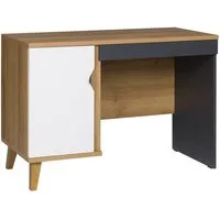 Lomadox Schreibtisch MARIBOR-132, Schreibtisch in Eiche mit weiß,graphit B/H/T 110/75/50 cm