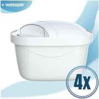 Wessper Kalk- und Wasserfilter 4 Stück Wessper® AQUAMAX Filter Kartuschen, Filterkartuschen, Zubehör für : (durch einen zusätzlichen PIN, der sich auf der Innenseite der Filterfolie befindet) Brita Aluna, Elemaris, Marella und vielen anderen. Reduzie