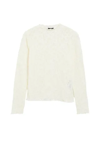 s.Oliver BLACK LABEL - Langarmshirt mit Struktur beige/weiß - Gr. - 42