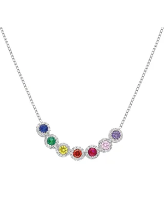 Dkeniz Kette Chakra 925/- Sterling Silber rhodiniert Zirkonia Weiß