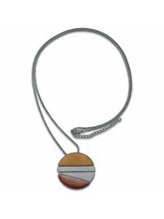 Steuer Modeschmuck Anhänger mit Kette Moderner Metallanhänger an Longkette, tricolor