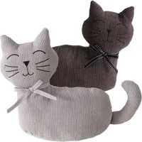 Topanbieter999 Türstopper Tiere in verschiedenen Ausführungen (2er Set), Katze dunkelbraun und hellgrau