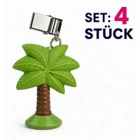Koopman Tischtuchklammer 2 Motive Palme Tischdecke 4er Set, (Set, 4-tlg., Packung), Hellgrün, Tischdeckengewicht, Polystone, 5,5x4x1cm