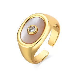 Luxenter Ring mit weißem Perlmutt aus 18k Gold - Staxo