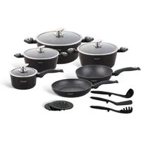 Edenberg Topf-Set Schwarze klassische Töpfe, Kasserolle Kochtopf Pfanne Keramik, Aluminium, Keramik (15-tlg., Zeitloses Design des Topfsets. Eine ideale Geschenkidee)