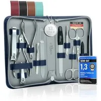 marQus Maniküre-Pediküre-Set 12 Teile in Echt Leder Etui handlich und weich, 12-tlg., Komplett Kit mit allem für die Hand- und Fußpflege, Nagelset
