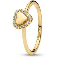 Pandora Fingerring Zirkoniabesetzter Herzring für Damen, IP Gold von PANDORA Timeless