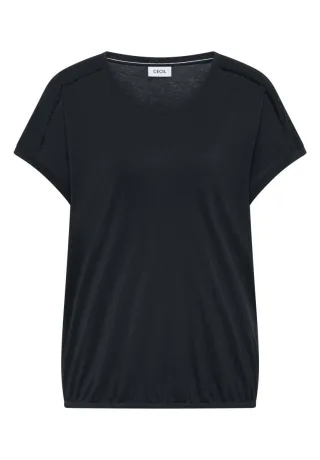 Cecil - T-Shirt mit V-Neck und Spitzendetail grün - Gr. - M