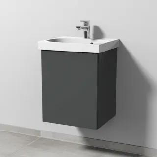Sanipa 3way Waschtischunterbau zu Geberit Acanto Waschtisch mit 1 Tür, Anthrazit-Matt SM41322