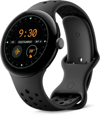Google Pixel Watch 3 [WiFi only inkl. Kautschuk-Armband schwarz] 41mm Aluminiumgehäuse schwarz