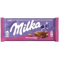 MILKA Schokolade, Milka Bunte Kakaolinsen Alpenmilchschokoladentafel Packung 90g