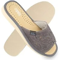 filsko Zafra Damen Hausschuh Veloursleder mit Blumenmuster, offene Pantoletten, Slip-On