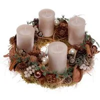 CreaFlor Home Adventskranz Adventsdeko, Handarbeit, Natur, Adventskranz, H: 16cm