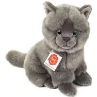 Teddy Hermann® Kuscheltier Kartäuser Katze sitzend grau, 20 cm, zum Teil aus recyceltem Material