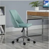 Vinsetto Bürostuhl Schreibtischstuhl ohne Armlehne, mit Samtoptik (drehbar Homeoffice Stuhl, 1 St), Ergonomisch Schminkstuhl für Schlafzimmer, Arbeitszimmer, Grün