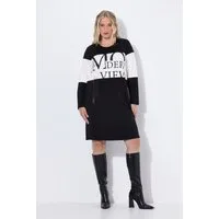 Ulla Popken Minikleid Sweatkleid Schriftdruck Rundhals Langarm Modalmix