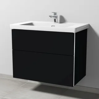 Sanipa 3way Waschtischunterbau zu Villeroy & Boch Subway 3.0 Waschtisch mit 2 Auszügen, Schwarz-Matt BS84808