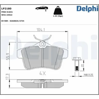 Delphi Bremsbel?ge hinten Citroen DS Peugeot LP2180