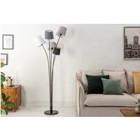 riess-ambiente Stehlampe LEVELS 176cm schwarz grau, ohne Leuchtmittel, Stehleuchte · Retro · Leinenstoff-Schirm · Marmor