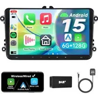 A-Sure 9" 6+128G Android 15 Carplay Für VW GOLF 5 6 Tiguan Touran Polo Caddy Autoradio (RDS, DSP, Digitalradio (DAB), FM, AM, 1080P IPS Screen/8-Core CPU/6+128GB/4G Lte)