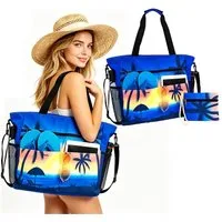 Mutig Strandtasche Große Strandtasche Damen mit Reißverschluss, Familie mit Kühlfach (Große Wasserdichte Strandtasche Damen, Shopper Tasche Handtasche Damen, XXL Familie, Shopper Damen Groß Badetasche, Badetasche Faltbar), mit Nassfach,für Strand Poo