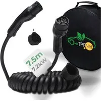 TPFNet Typ 2 Spiral Kabel E-Auto 7.2kW Ladekabel 32A Autoladekabel, Typ 2-Stecker, Typ 2 (750 cm), Elektroauto Ladekabel Typ 2, IP65 geschützt, 1-Phasig, 7,5m