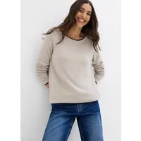 bonprix Strickpullover weiches Material, mit kontrastfarbiger Rollkante