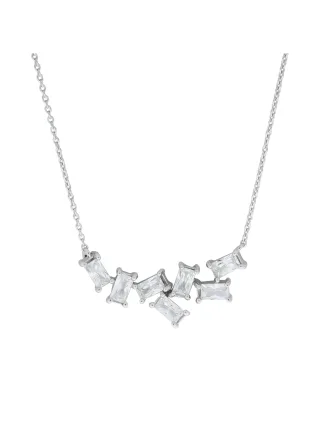 Zeeme Silber Collier 925 Silber rhodiniert Zirkonia