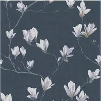 LAURA ASHLEY Vliestapete Magnolia Grove, floral, gemustert, FSC® zertifiziert, mit lebhaftem Druck, 10 Meter Länge