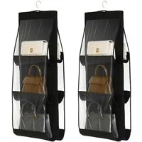 Blusmart Hängeregal Hängender Handtaschen-Organizer, 2 faltbare Aufbewahrungstaschen mit 6 transparenten Fächern, Für Kleiderschrank, Ankleidezimmer, Schlafzimmer