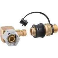 Steckkupplung-Set Typ SKU-QR, Anschluss G 1/4 LH-KN + STN 90° schwarz, mit Stecknippel STN G 1/4 LH-ÜM, 90° abgewinkelt