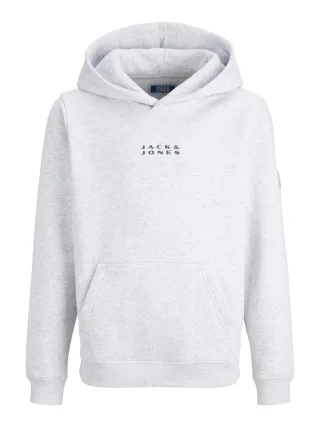 JACK&JONES - JCOPOINT SWEAT BADGE HOOD JNR white melange - Gr. - 152