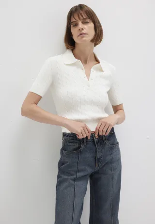 Mavi - POLO COLLAR SWEATER Beige - Gr. - S