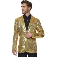 SuitMeister Kostüm SuitMeister Glitzerjacke gold, Eine goldene Discokugel zum Anziehen!
